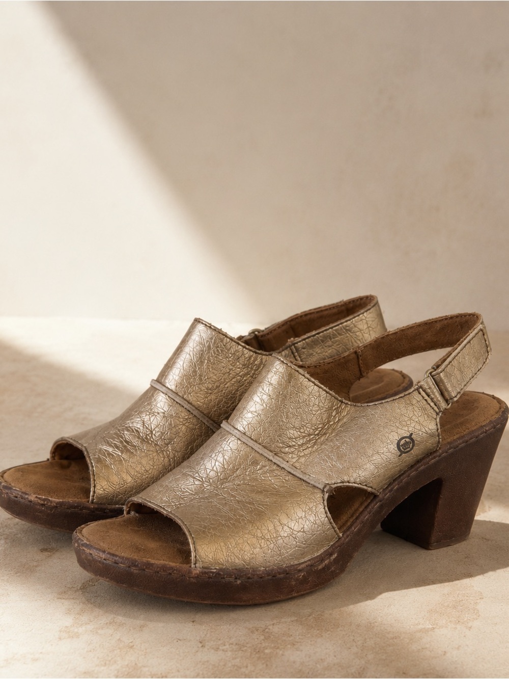 Børn Gold Metallic Leather Platform Sandals Slingback Comfort Boho Rustic 11 M